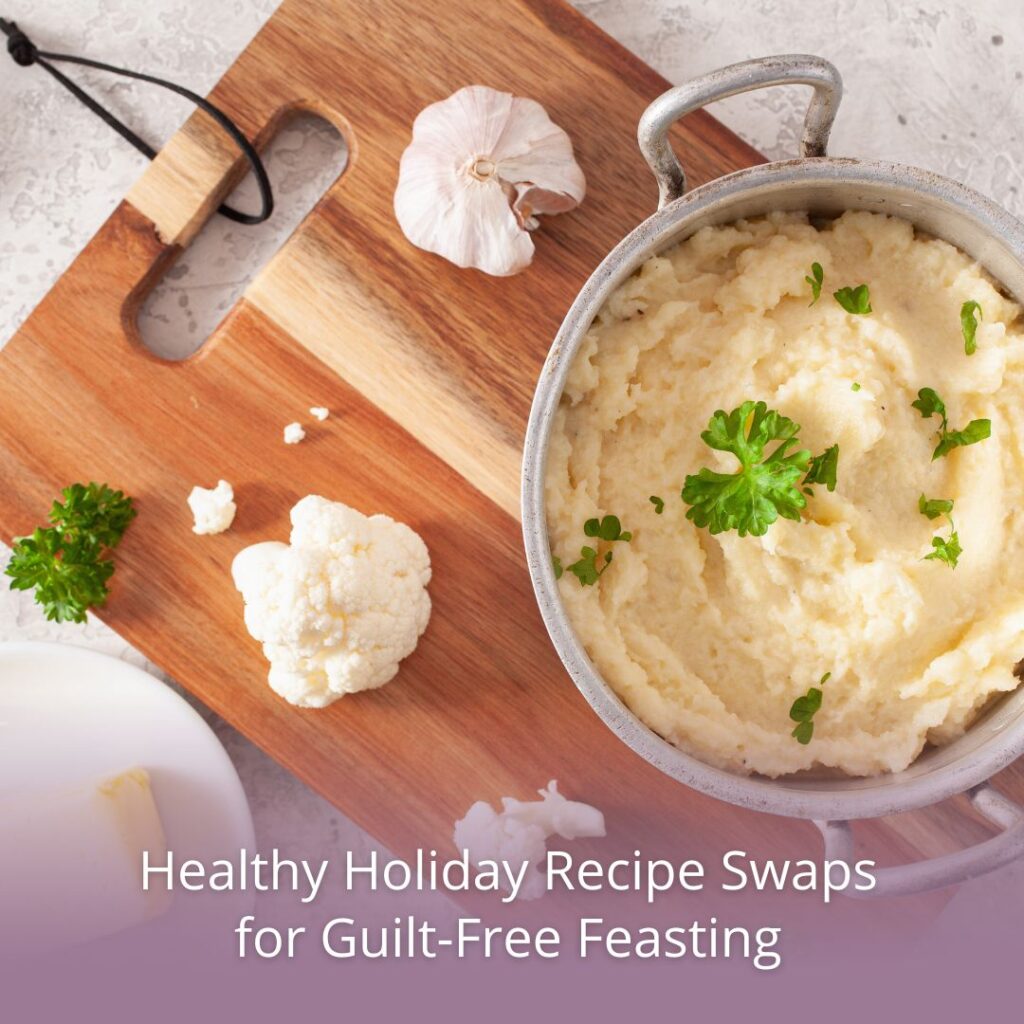 Blog graphic for healthy holiday recipe swap blog