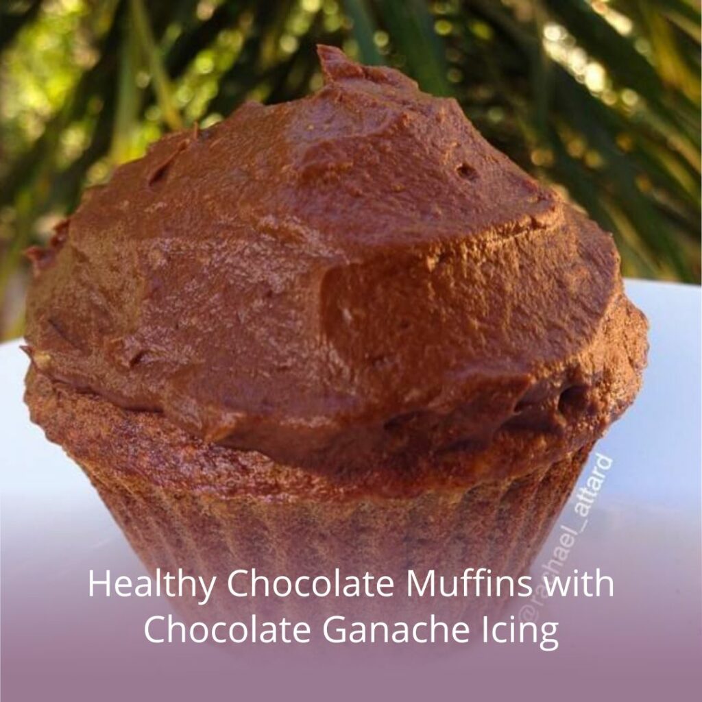 Healthy Chocolate Muffins with Chocolate Ganache Icing